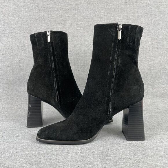 Sam Edelman Ivette Boots Women 9.5 Black Suede Square‎ Toe 90s Mid Calf 90s Y2K - Picture 10 of 16